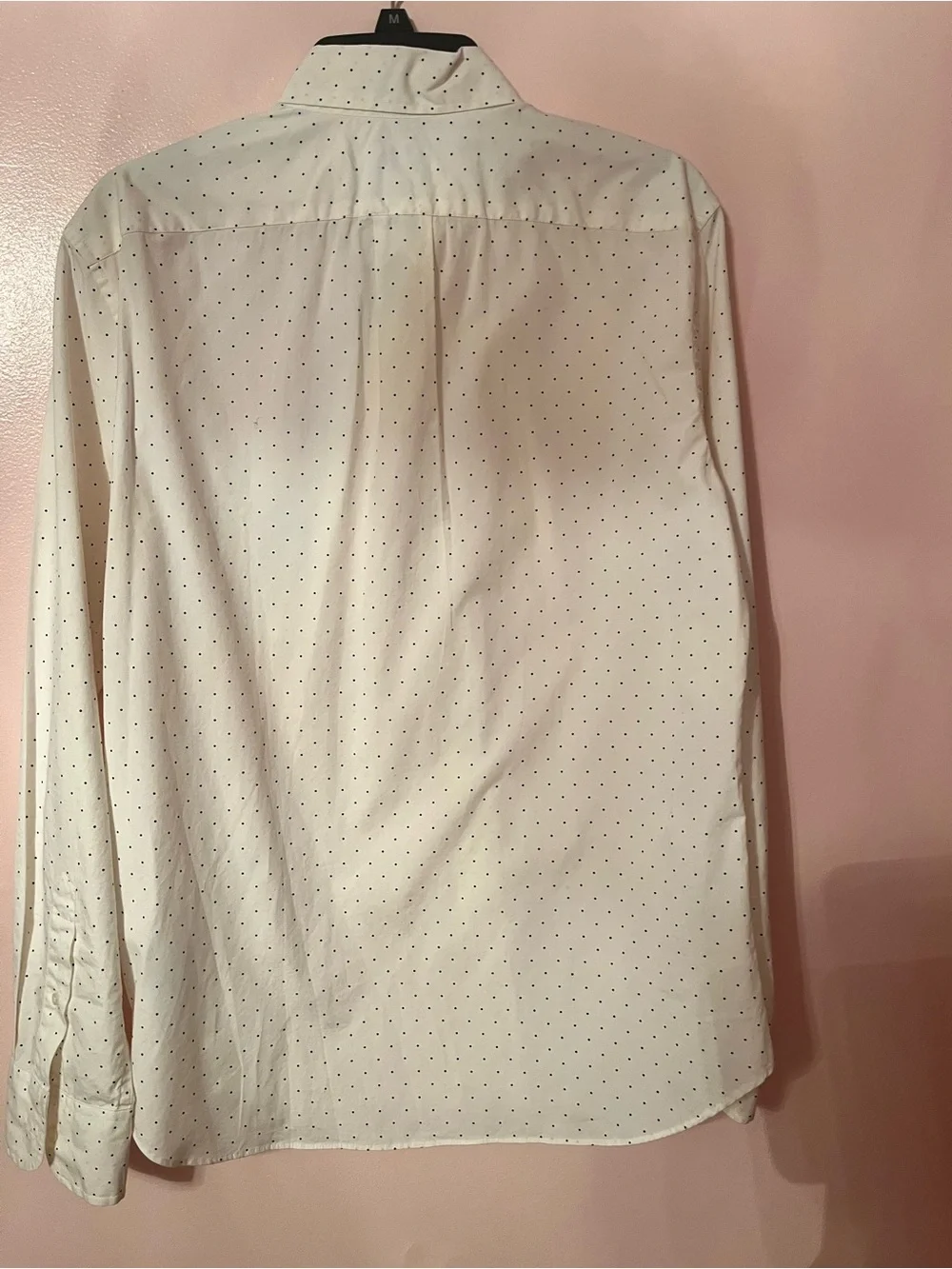 J. Crew White Button-Down Shirt with Navy Microdots
